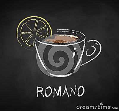 Chalk drawn illustration of Romano coffee Vector Illustration