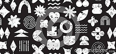 Chalk geometry shape retro seamless pattern, charcoal abstract y2k background, crayon modern funky print, simple groovy element Vector Illustration
