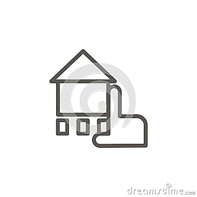 Chalk, hand, house vector icon. Simple element illustration from UI concept. Chalk, hand, house vector icon. Real estate concept Cartoon Illustration