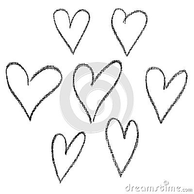 Chalk heart set. Hand drawn collection. Vector illustration. Vector Illustration