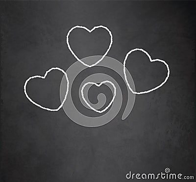 Chalk heart with text Happy Valentines on blackboard blank Vector Illustration