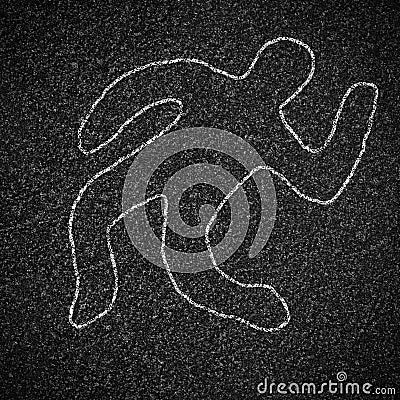 Chalk Outline Of Dead Body On Asphalt Royalty Free Stock Images - Image ...