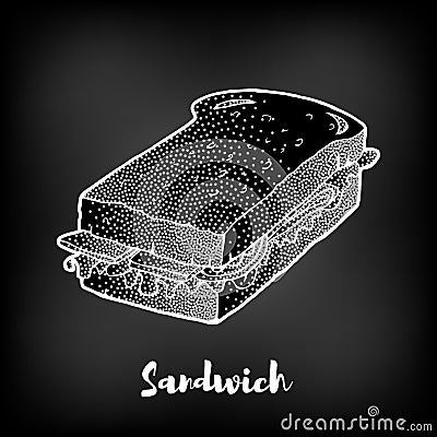 Chalk painted sandwich. Fast Food menu theme. Vector Illustration