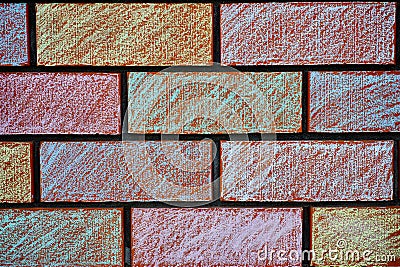 Chalk painted wall bricks. Stock Photo