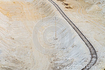 Chalk quarry mining with railway Stock Photo