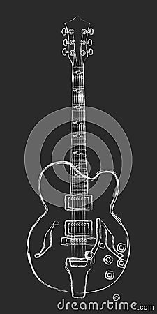 Chalk semi-acoustic guitar drawing Stock Photo