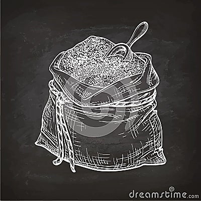 Chalk sketch of bag of flour. Vector Illustration