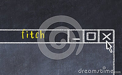 Concept of dealing with problem. Chalk drawing of closing browser window with caption fitch Stock Photo