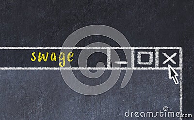 Concept of dealing with problem. Chalk drawing of closing browser window with caption swage Stock Photo