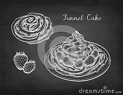 Chalk sketch of funnel cake. Vector Illustration