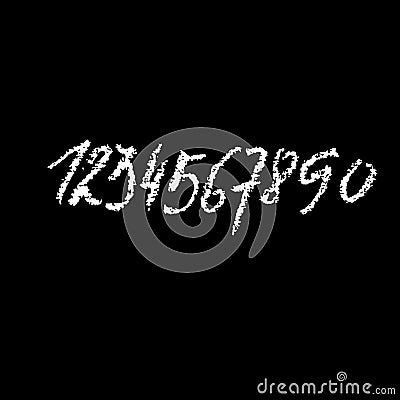 Chalk textured numbers. Grunge digits on chalkboard. Vector calligraphy illustration. Vector Illustration