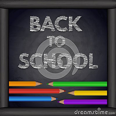 Chalkboard background with colorful pencils. Back to school design Cartoon Illustration