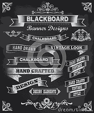 Chalkboard banners and vector frames Vector Illustration