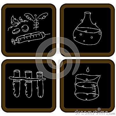 Chalkboard Biology Icons Vector Illustration