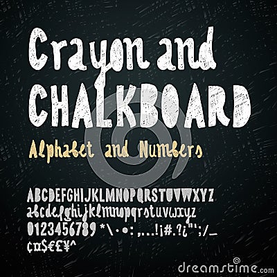 Chalkboard and crayon alphabet Vector Illustration