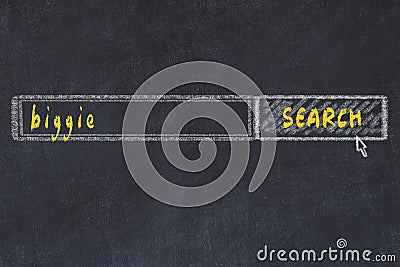 Chalkboard drawing of search browser window and inscription biggie Stock Photo