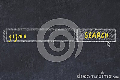 Chalkboard drawing of search browser window and inscription gizmo Stock Photo