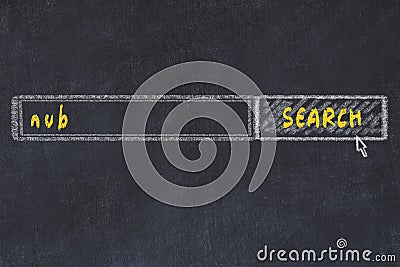 Chalkboard drawing of search browser window and inscription nub Stock Photo