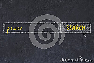 Chalkboard drawing of search browser window and inscription power Stock Photo