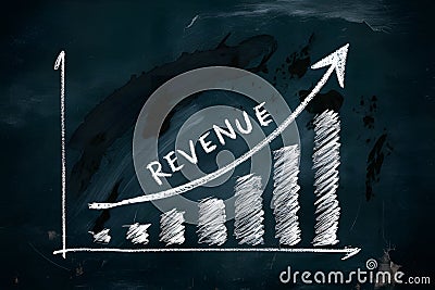 Chalkboard graph denotes increasing revenue, smudged details add rustic charm Stock Photo