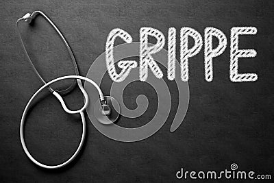 Chalkboard with Grippe. 3D Illustration. Stock Photo