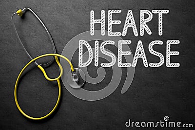 Chalkboard with Heart Disease Concept. 3D Illustration. Stock Photo