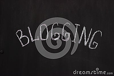 Chalkboard lettering Blogging. Definition of social networks Stock Photo