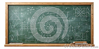 a chalkboard with math equations classroom tool realistic rendering on white background AI-Generated Content Stock Photo