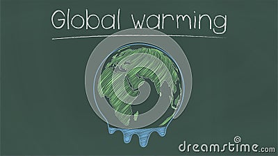 Melted earth on chalkboard. Vector Illustration