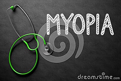 Chalkboard with Myopia. 3D Illustration. Stock Photo