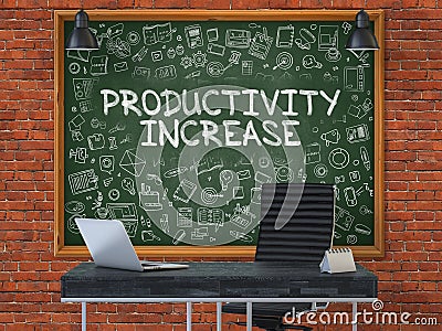 Chalkboard on the Office Wall with Productivity Increase Concept. Stock Photo