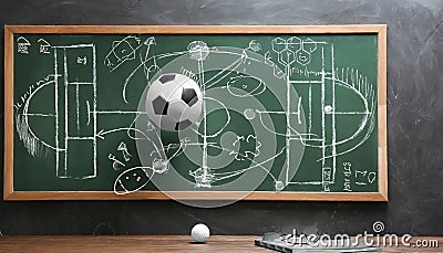 Chalkboard with scheme of football game. Team play and strategy Stock Photo