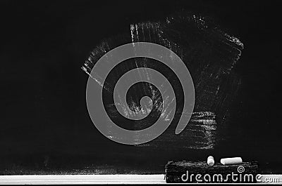 Chalkboard in School for Education With Eraser and Chalk Board Stock Photo