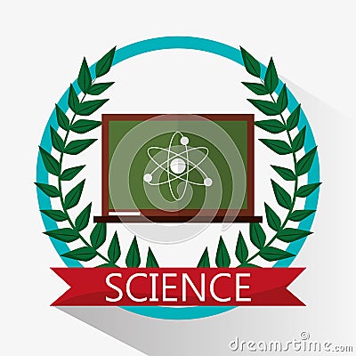 Chalkboard science biology atom emblem Vector Illustration