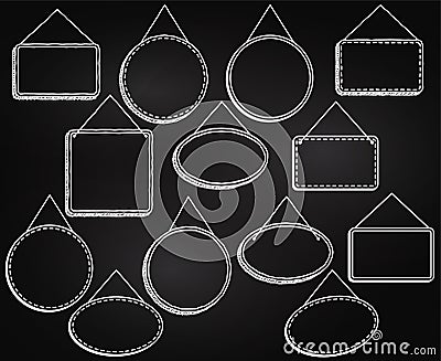 Chalkboard Style Hanging Frames or Hanging Signs Stock Photo