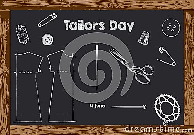 Chalkboard Tailors Day Vector Illustration