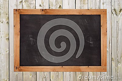 Chalkboard on the wood wall Stock Photo