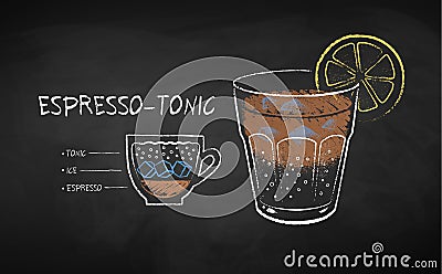 Chalked illustration of Espresso-Tonic coffee Vector Illustration