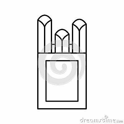 Chalks in carton box icon, outline style Cartoon Illustration