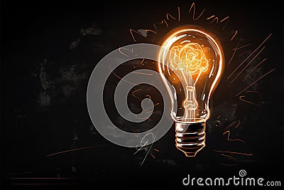 Chalks lightbulb sketch radiates inspiration, birthing a multitude of concepts Stock Photo