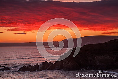 Challaborough Bay sunset Stock Photo