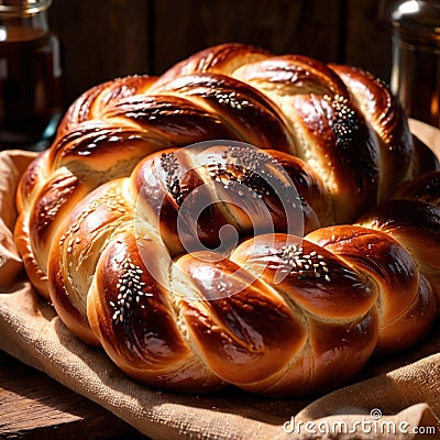 challah bread freshly baked bread, food staple for meals Stock Photo