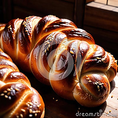 challah bread freshly baked bread, food staple for meals Stock Photo