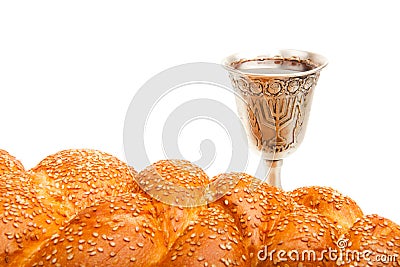 Challah and Kiddush cup Stock Photo