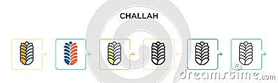 Challah vector icon in 6 different modern styles. Black, two colored challah icons designed in filled, outline, line and stroke Vector Illustration