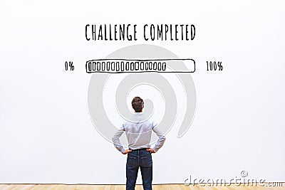 Challenge completed progress loading bar, concept Stock Photo