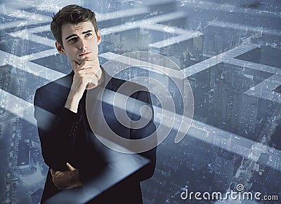 Challenge concept multiexposure Stock Photo