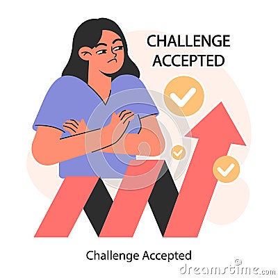 Challenge. Self-motivation and efficacy. Character overcoming obstacles Vector Illustration