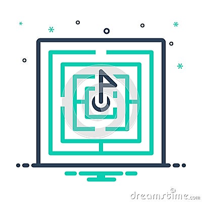 Mix icon for Challenged, maze and problem Stock Photo