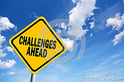 Challenges ahead sign Stock Photo